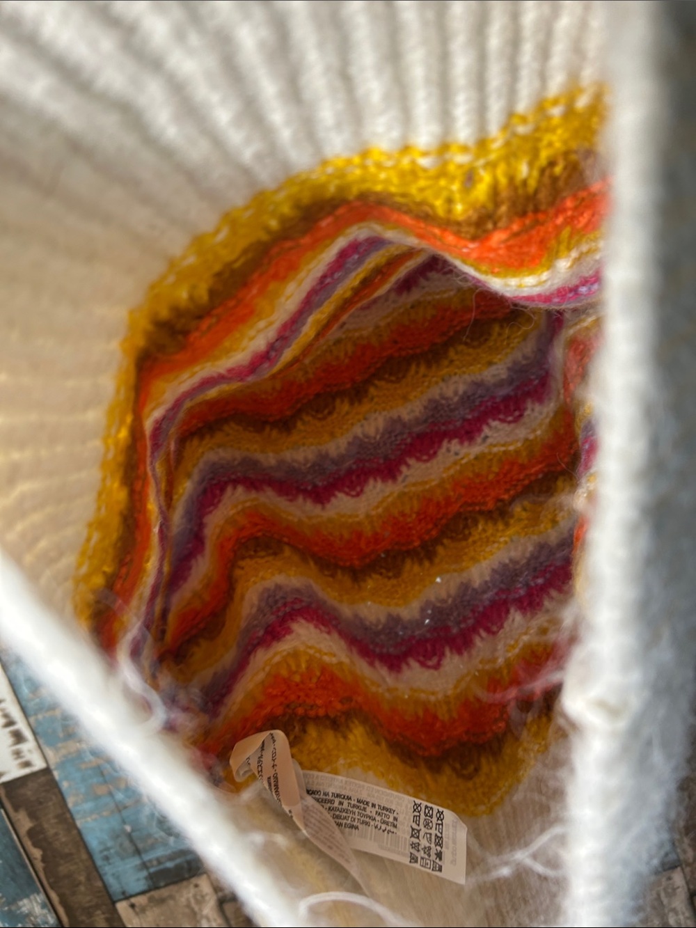 Zara Multicolor crotched Striped Cowl Neck Sweater - Picture 14 of 14